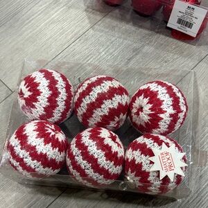 Red and White Holiday Ornament Set